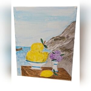 Lemon and Roses,Canvas Art,8x10